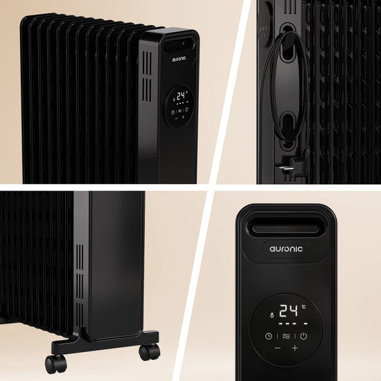 Auronic Olieradiator - Elektrische Kachel - 2500W Heater - Zwart