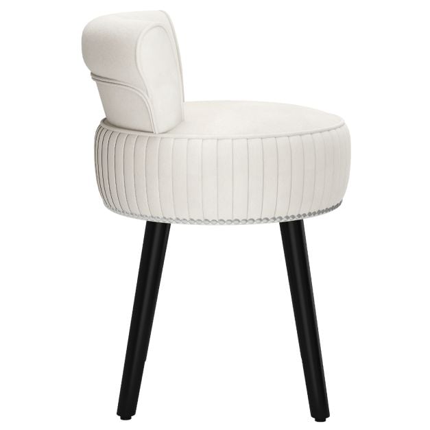 Coast Fluwelen Make-upstoel met Rugleuning – 48 x 46 x 66 cm – Wit