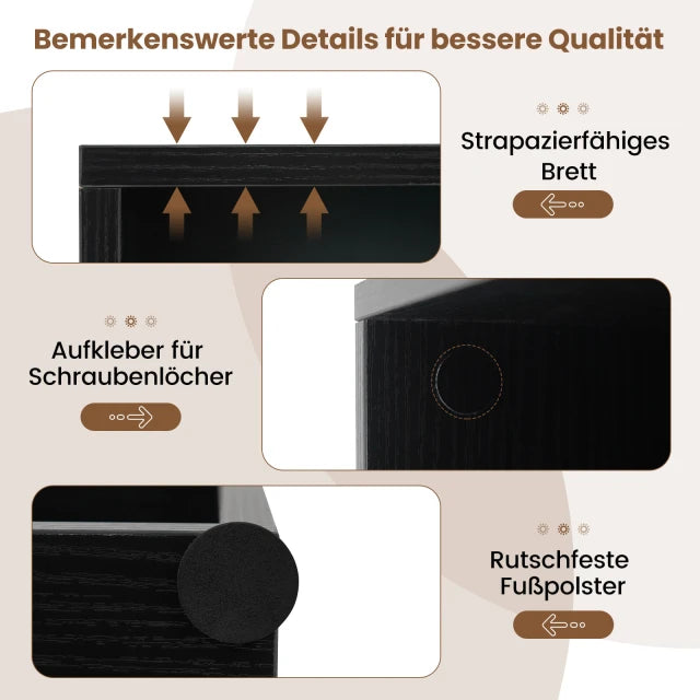 Coast Boekenkast met 2 Open Vakken – Verstelbare Plank – 42 x 29,5 x 53,5 cm – Zwart