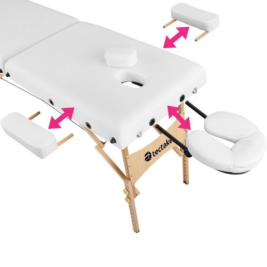 tectake® - Massagetafel Behandeltafel - matras van 7,5 cm hoog + rolkussens en draagtas - behandelbank – incl. opbergtas – opvouwbaar