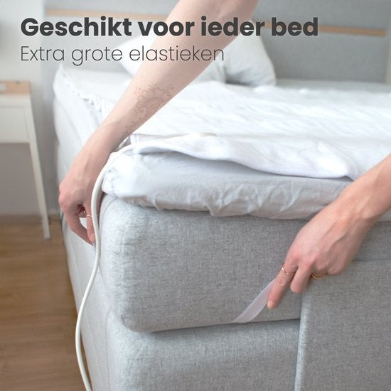 Auronic Elektrische 2-Persoons Onderdeken – Instelbare Voetzone, 9 Warmtestanden, 120W – 160 x 150 cm – Wit