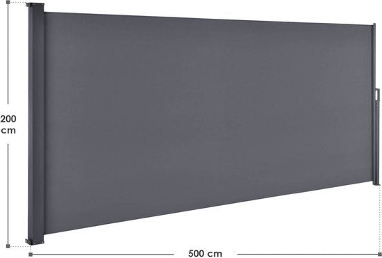 Windscherm / Zonnescherm Dubai - 500 x 200 cm - Antraciet
