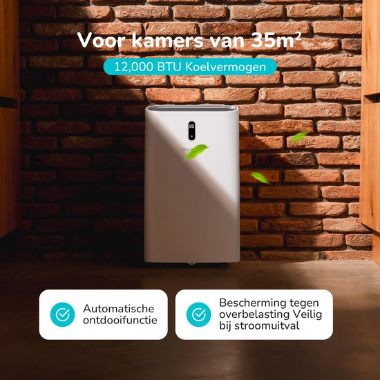 Bloomfold Mobiele Airco – 4-in-1 – 12.000 BTU – tot 35 m² – Wit