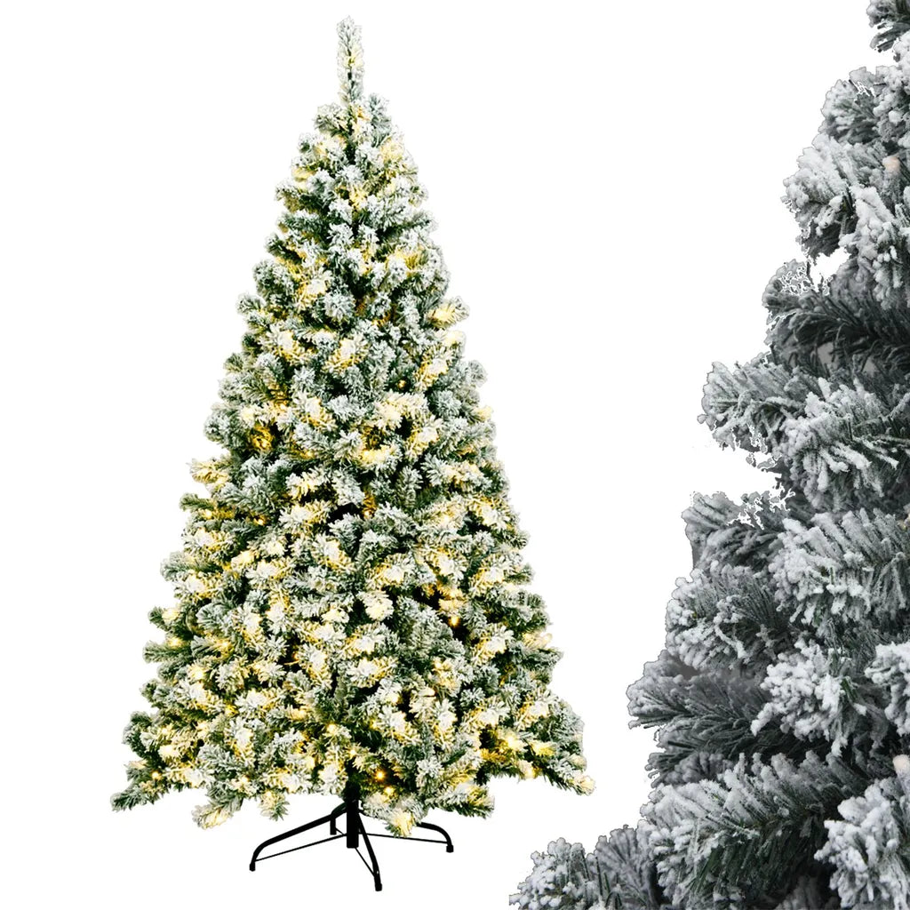 Coast Besneeuwde Kunstkerstboom met LED Wit/Groen – 100 x 180 cm – 928 Takpunten en 250 Warmwitte Lampjes