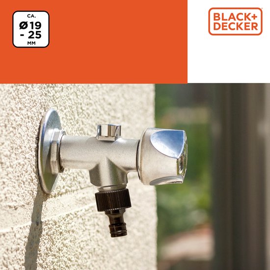 BLACK+DECKER Tap connector 3/4''-1'' - ⌀ 19-25 CM - Koppelstuk - Kunststof - Zwart