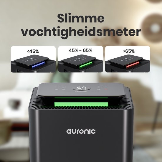 Auronic Luchtontvochtiger en Luchtreiniger - Pro Series - 20L per dag - Was-droog functie - Slaapkamer, Badkamer en Woonkamer - Vochtvreter voor in Huis - Zwart
