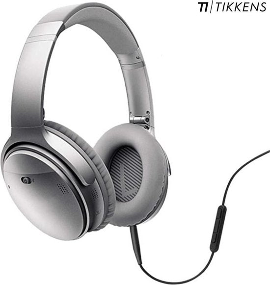 TIKKENS® Audio Kabel - 2.5mm Jack naar 3.5mm Jack - Zwart - 1.35m - Aux - Microfoon - Geschikt voor Bose Quietcomfort 25/35, Apple - On-ear Koptelefoon - Verleng Snoer