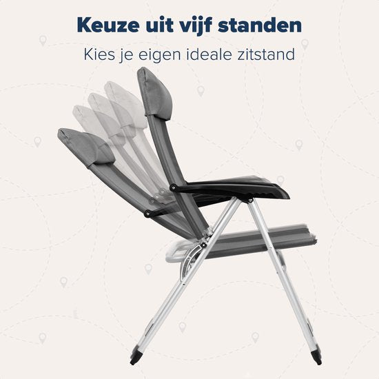 TRVLMORE inklapbaar Kampeerstoel – Verstelbare – 110 kg Draagvermogen – 44 x 40 x 10 cm – Grijs