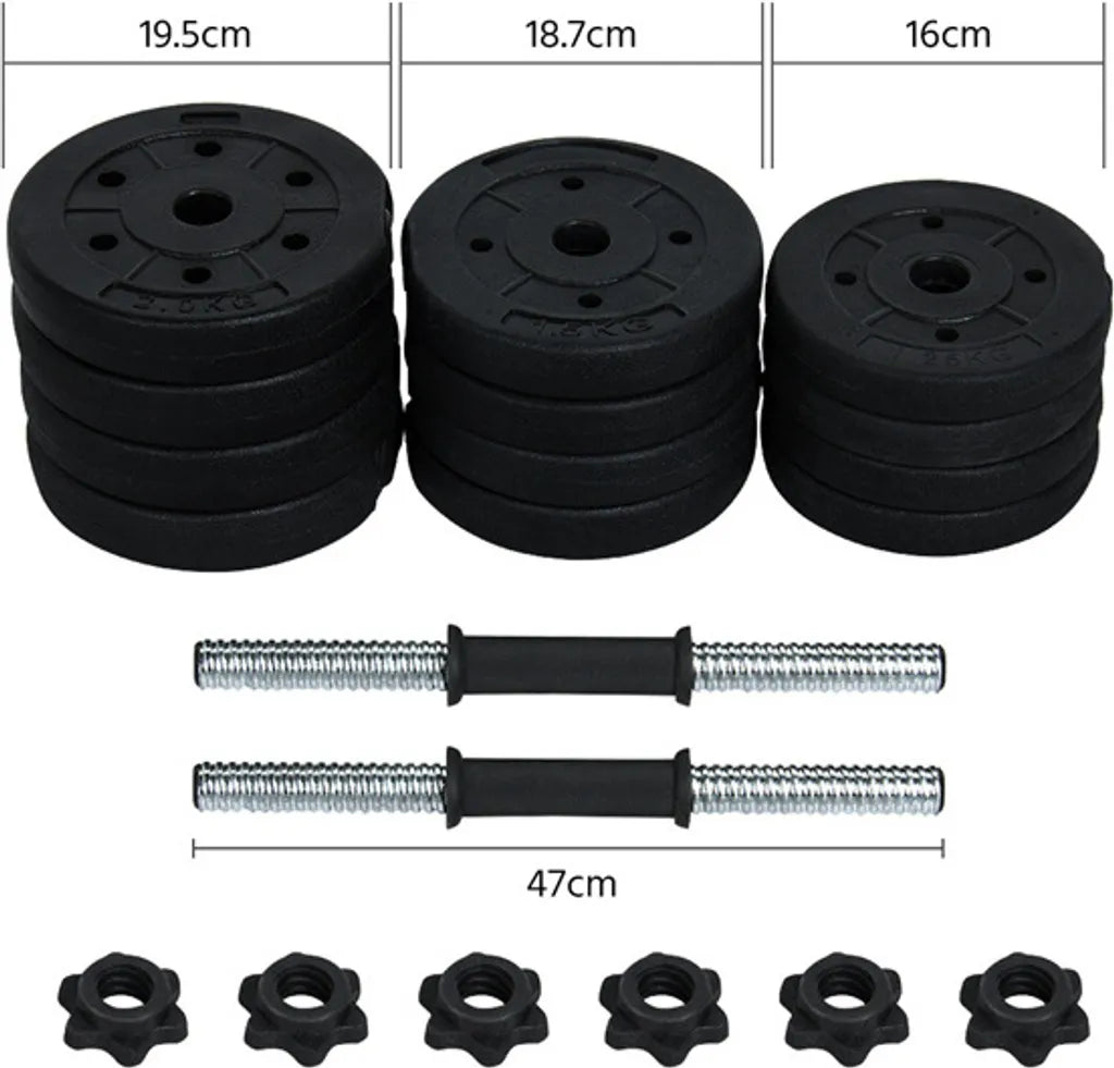Yaheetech Dumbbellset 20kg - Verstelbaar - Antislip - 12 Gewichten - Zwart