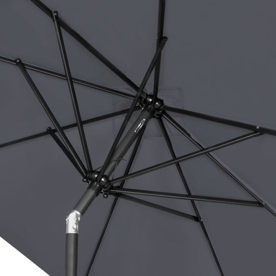 VONROC Premium Stokparasol Rosolina 280x280cm - Incl. beschermhoes – Vierkante parasol - Kantelbaar – UV werend doek – Grijs