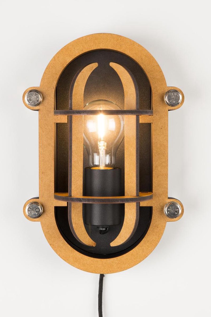 Zuiver wandlamp Ovale vorm van zwarte aluminium - 28 x 28 x 18 cm - 220 V