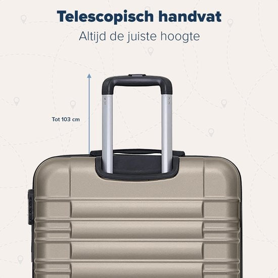 TRVLMORE Koffer - Handbagage - Cijferslot - Champagne - 54x36x20cm - 38L