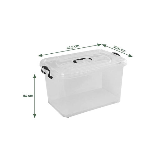 BRASQ Opbergbox Set van 3 – 20 Liter – Transparant – 39x29x18 cm – Stapelbare Kunststof Opbergdozen