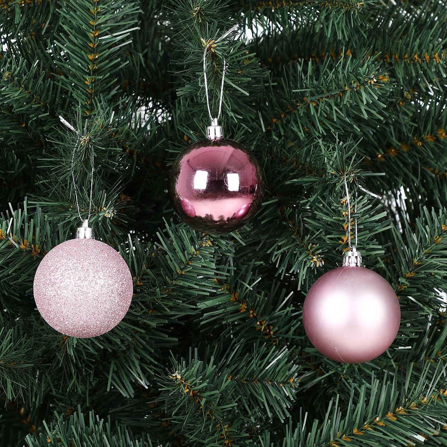 Casaria Kerstballen 100 er Set - Kunststof Mat Glanzend Ø 3 4 6 cm Roze
