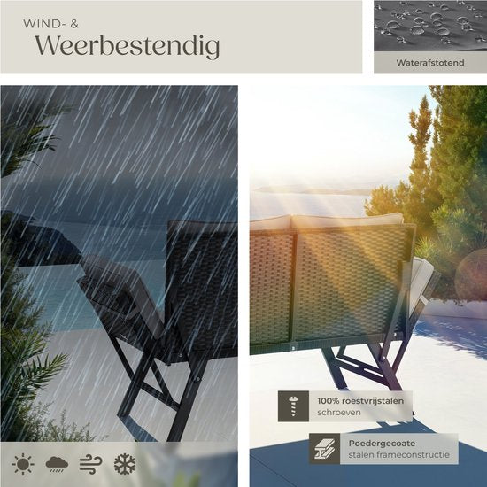 tectake® 2-in-1 Wicker Tuinbank Sintra - Verstelbare Leuningen - Tuinset - Ligbed - Balkon Loungebank - Incl. Kussens - Outdoor Loungesofa - UV- en Weerbestendig Zonnebed - Grijs