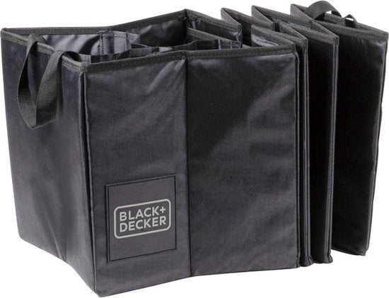 BLACK+DECKER Kofferbak Opbergbox - 110 x 30 x 30 CM - 5 Vakken - Opvouwbaar - Met Handvatten - Zwart