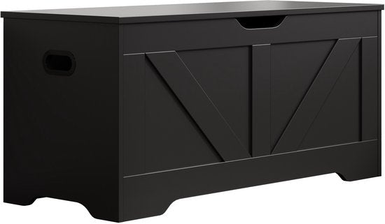 VDD - Opbergkist - Opbergkist hout - Opbergbox - Speelgoedkist - Dekenkist - Opbergkist binnen - zwart - groot - 100 x 40 x 46 cm