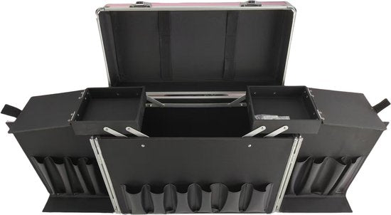 VDD - Kapperskoffer - kappers trolley – Kappers Koffer – Kapperstrolley – Kapperstas - Schmink visagie koffer trolley – Verrijdbaar – Draagbaar - Roze