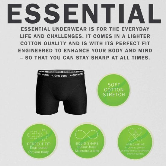 Björn Borg - Heren Onderbroeken 3-Pack Boxers Contrast Solids - Zwart - Maat XXL