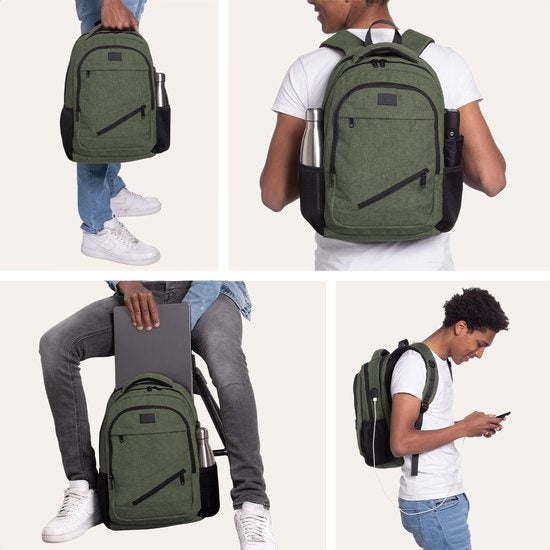 TRVLMORE Rugzak - 28L - 15,6 inch - Laptop Rugtas - Schooltas - Unisex - Spatwaterdicht Groen