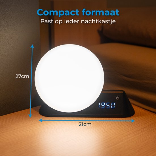 Nuvance Wake up light - Digitale Wekker - Nachtlamp - Slaapkamer - Slaaptrainer - met Geluiden - Speaker - Stemgestuurd