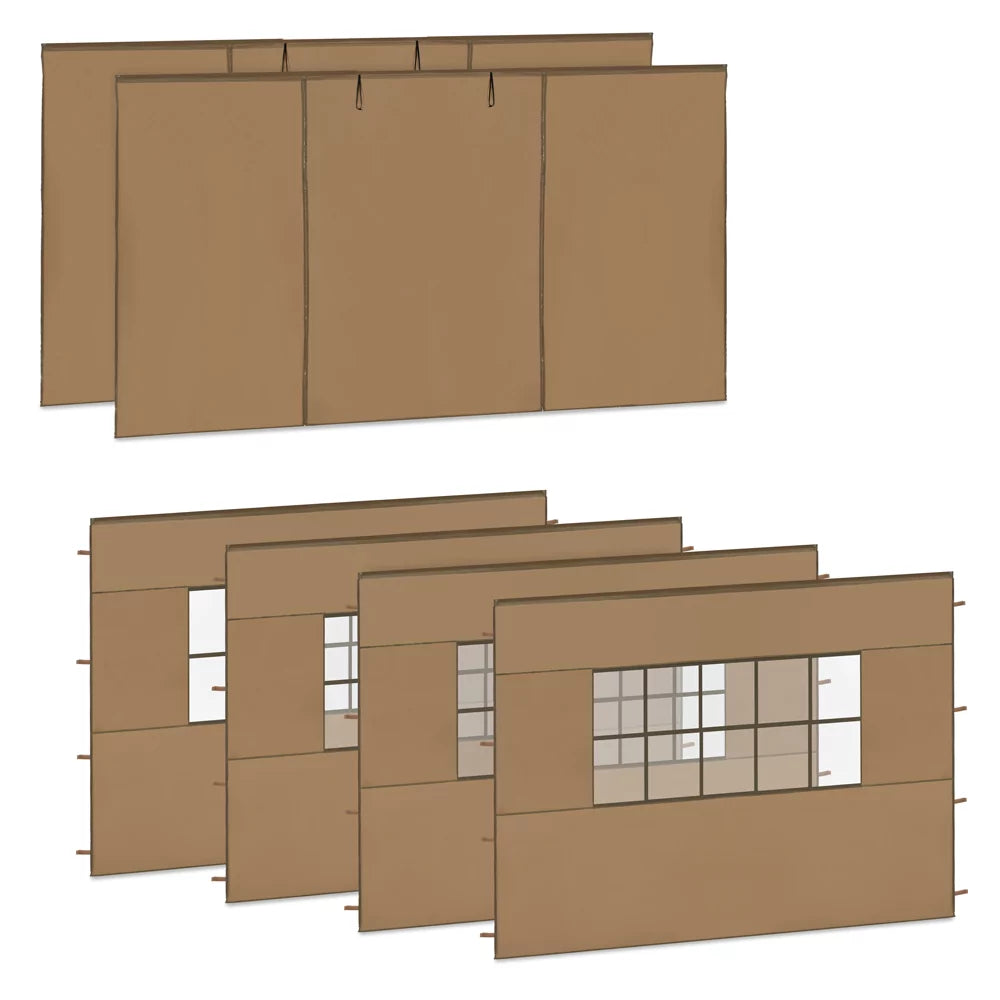 Vonroc zijwandenset voor dubbele partytent 6 × 4,5 m - 6 stuks - Beige