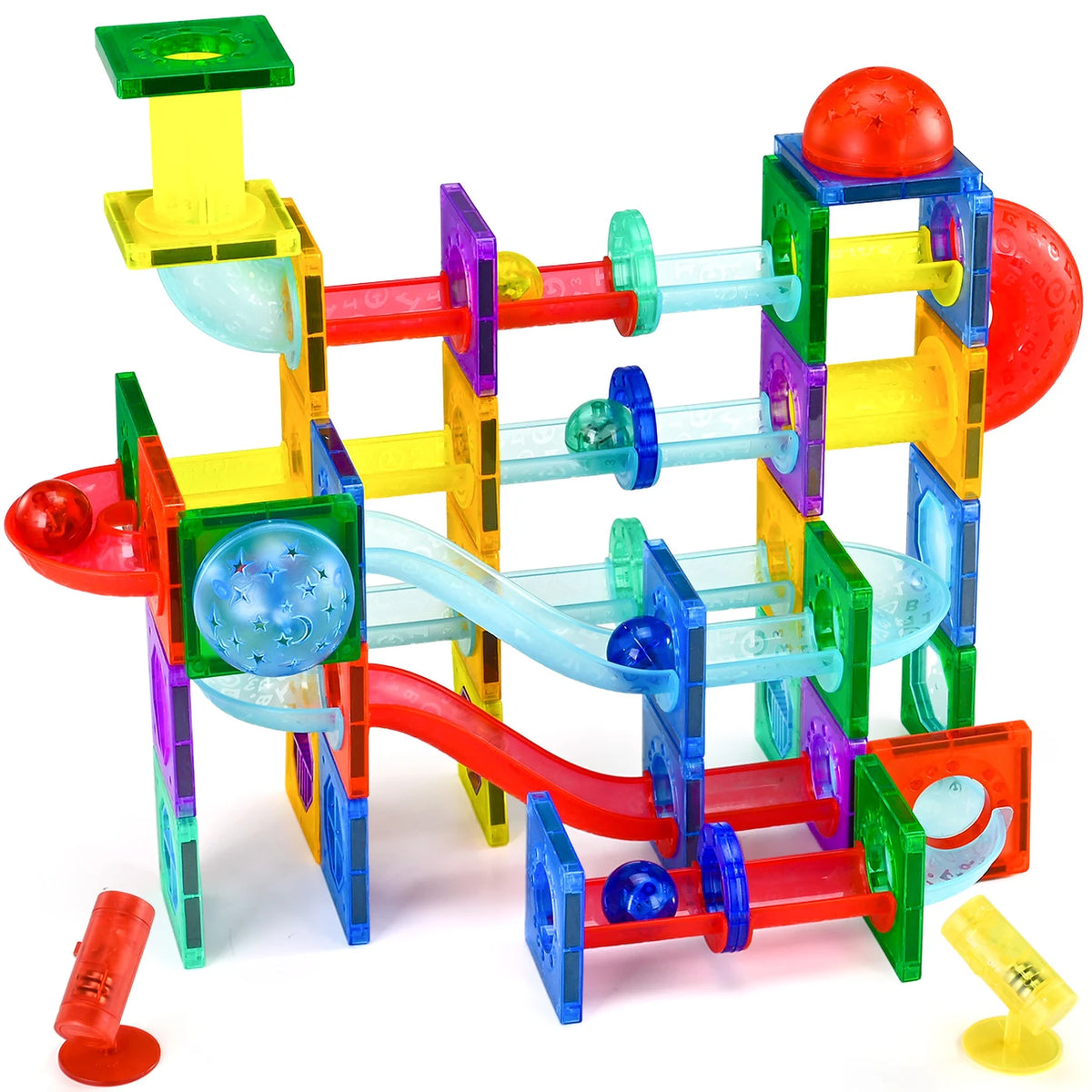 Tokky 3D Magnetische Bouwblokken 110 Stuks - Transparant - LED, Knikkerbaan, STEM, vanaf 5 Jaar