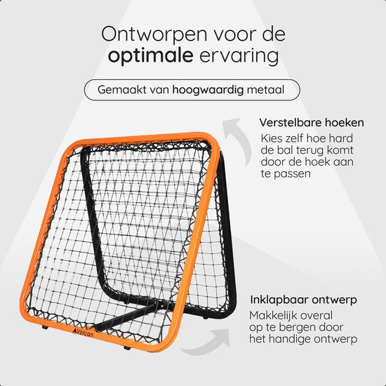 Volcan Dubbelzijdige Rebounder - Voetbal Trainingsmateriaal - Verstelbare Voetbal Bouncer - 85 x 85 cm - Inclusief Grondankers - Dubbele Progressie