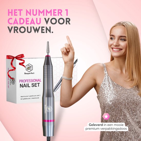 Beeperfect Elektrische Nagelvijl–Pedicureset - 20.000 RPM– Grijs