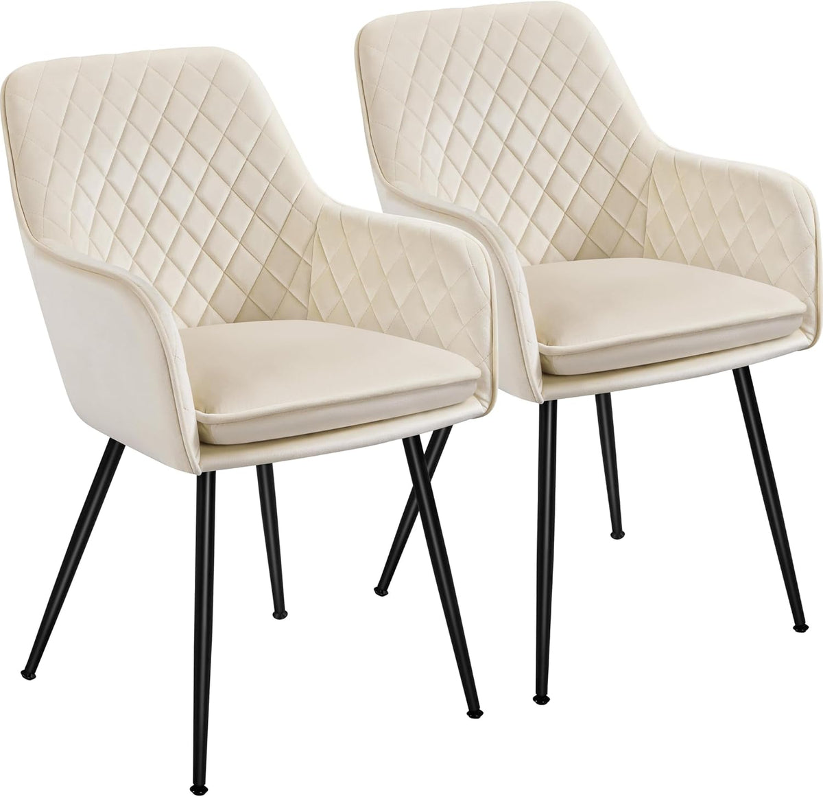 Yaheetech gestoffeerde eetkamerstoelen - set van 2 - beige