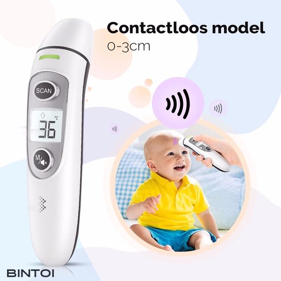 Bintoi® Thermometer voorhoofd - Temperatuurmeter - Koortsthermometer voor volwassenen en baby's - Infrarood thermometer lichaam - Digitale voorhoofd thermometer