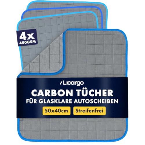 LICARGO Carbon Raamdoeken - 4 Stuks - Microvezel - 450 GSM - 50 x 40 cm