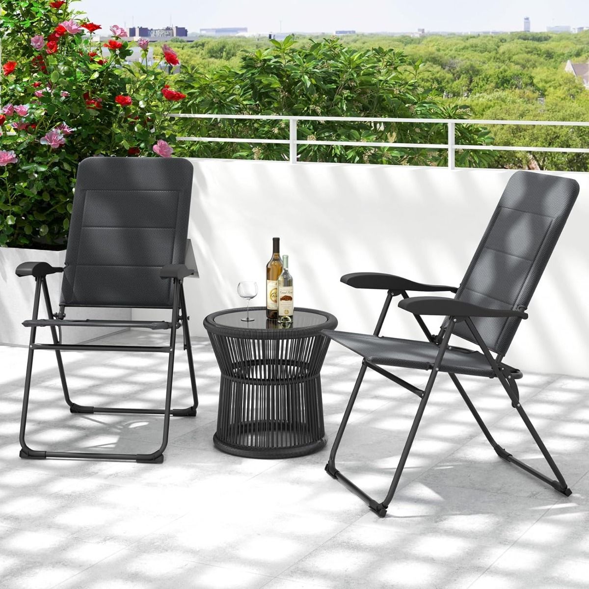Coast 2-delige set tuinstoelen - 7-voudig verstelbare rugleuning - opvouwbaar - grijs