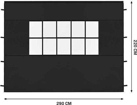 VONROC Zijwanden Set - 3x4.5M - Voor Premium Partytent PT502XX - Waterdicht - 50+ UV Bescherming - Zwart