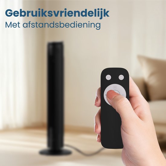 Auronic Torenventilator - Vloerventilator - Luchtkoeler - Ventilator Staand - 105 CM - 5 Snelheden - Met Afstandsbediening - Stille Ventilator - Fan - 45 dB - Zwart
