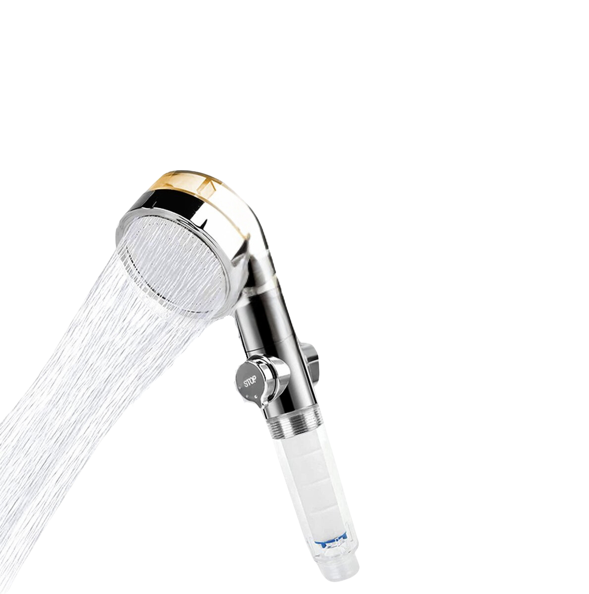 Telsell Aquadon EcoTornado - waterbesparende douchekop 2 Stuck Goud - Waterbesparende & drukverhogende douchekop - 360° draaibare handdouche - douchekop met antikalkfunctie - beschermt huid & haar