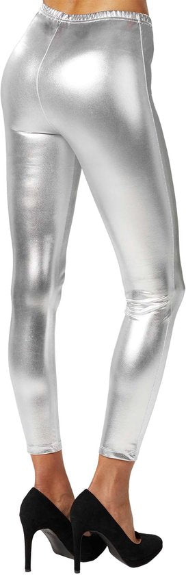 dressforfun - Metallic legging zilver XXL - verkleedkleding kostuum halloween verkleden feestkleding carnavalskleding carnaval feestkledij partykleding - 303601