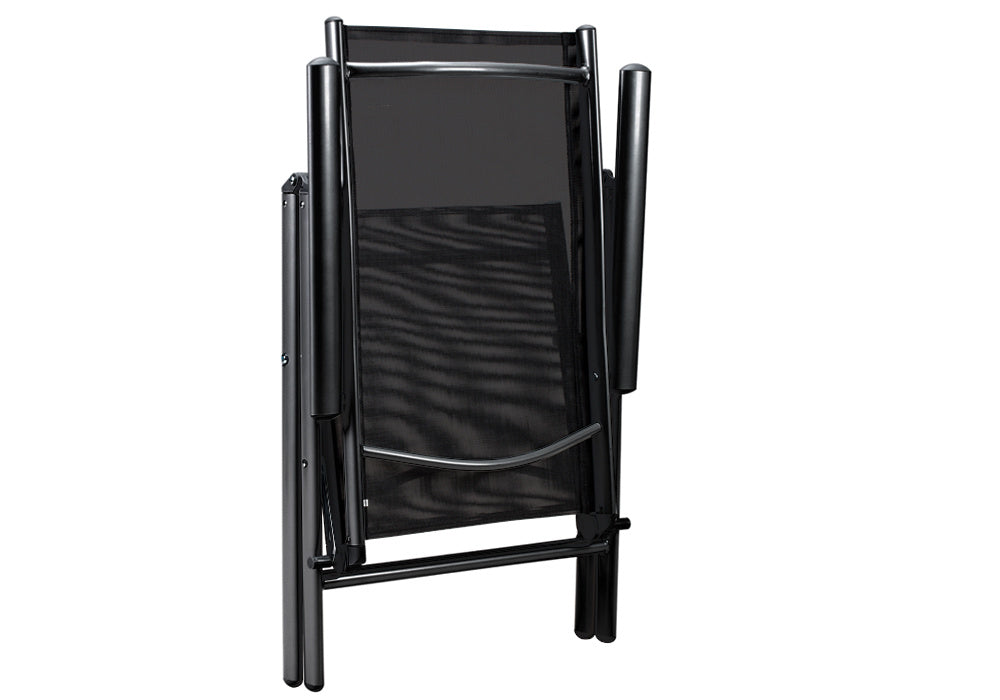 Casaria - Aluminium Tuinstoel- 2 Stuks - Antraciet - 65x60x111 cm - Zwart