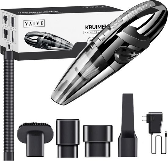 VAIVE Kruimelzuiger – Snoerloos & Incl. Accessoires – 120 W – 0,5 liter – Zwart