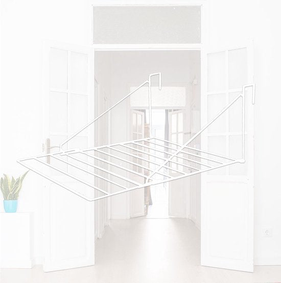 BRASQ Droogrek Hangend Wit - 5 meter - Wasdroger voor Deur en Balkon - Wasrek inklapbaar - Wanddroogrek - Ophangbaar droogrek- 53x71x27 cm