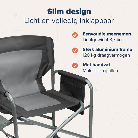 TRVLMORE Campingstoelen - Duo Pack - Opvouwbaar - Lichtgewicht - 120 kg draagvermogen - Zwart