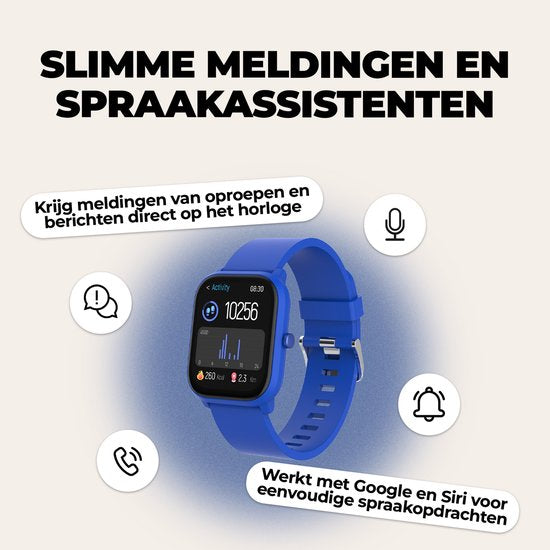 Denver Smartwatch Kinderen - Bellen/SMS/Whatsapp - Voor Android & iOS - Stappenteller - Slaapactiviteit - Hartslag, Bloeddrukmeter, Sportmodus - SWK120BU