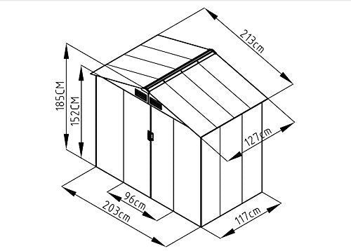 Tuinhuisje metalen fundering - Donkergrijs - 213 x 127 x 185 cm