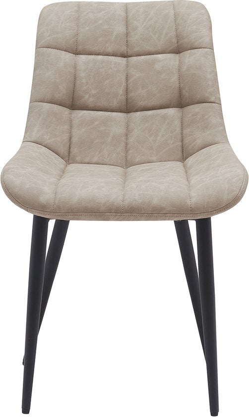 VVD eetkamerstoel - beige - zwart - metalen frame - industrieel - set van 2