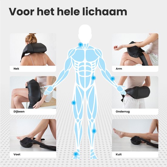Auronic Shiatsu Massagekussen - Elektrisch - Draadloos - Massage Apparaten - Nek en Schouder Massage apparaat- Infrarood - Zwart