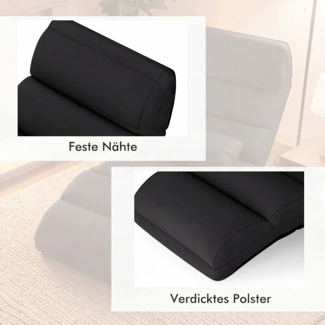 Coast Vloerfauteuil Zwart – Inklapbare Relaxstoel met Slaapfunctie – 175 x 55 x 20 cm