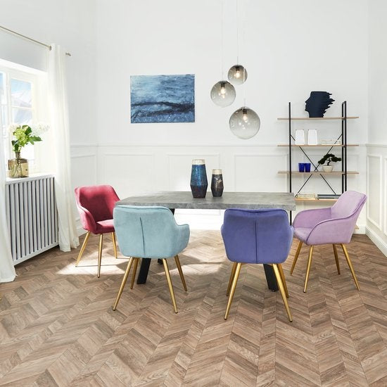 tectake® - Stoel - eetkamerstoel - Marilyn fluweellook zwart/bruin - 403661
