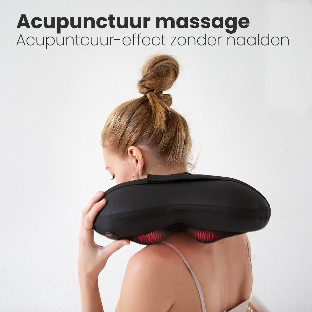 Auronic Shiatsu Massagekussen – Warmtefunctie – Automatische Uitschakeling na 15 Min – 36 x 10 x 12,5 cm – Zwart