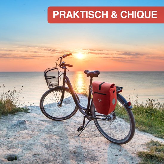 Valkental - ValkBasic 28L - Rood - Grote en waterdichte bagagedragertas - fietstas voor bagagedrager met reflectoren
