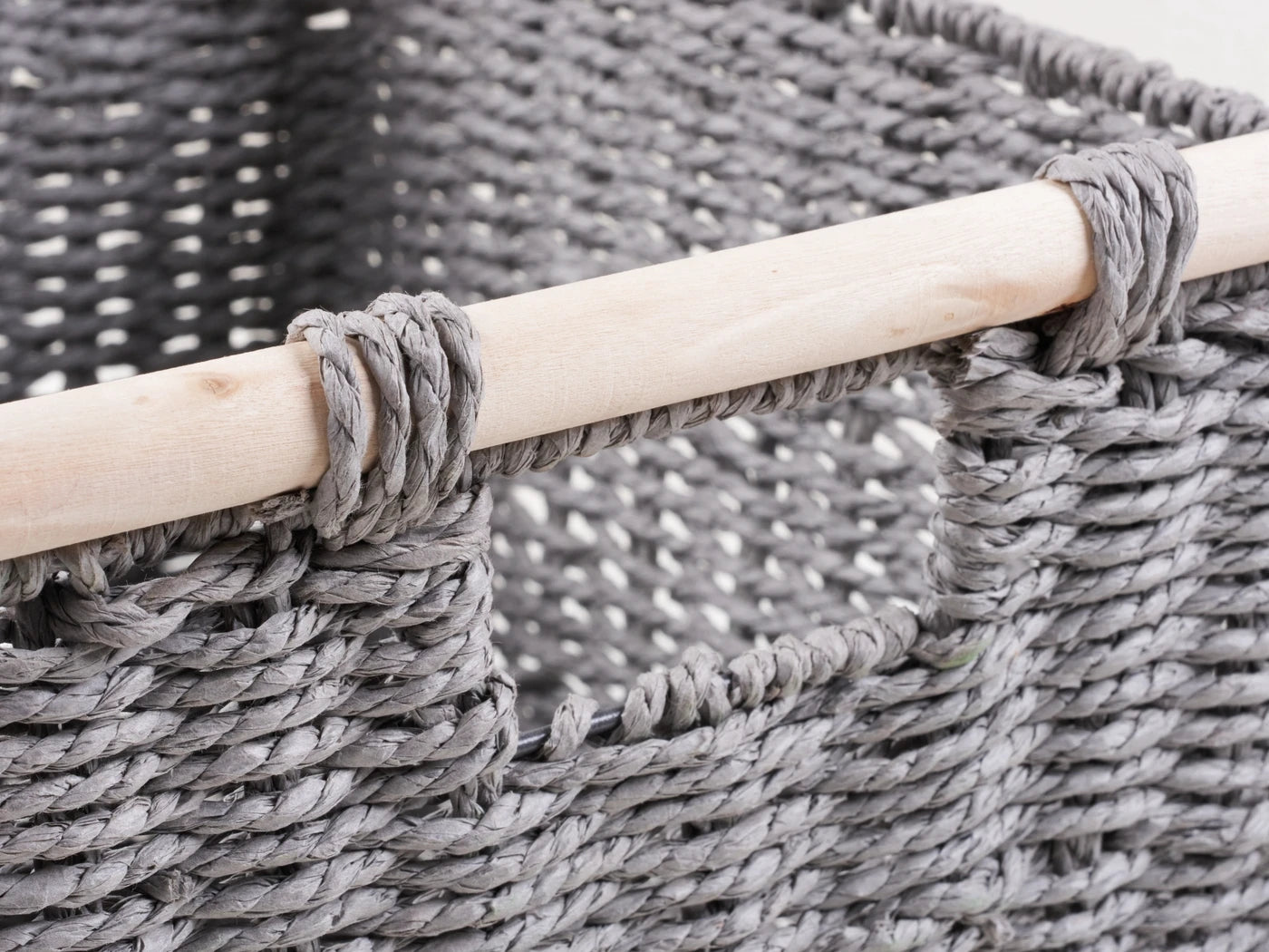 KEVAHOME Handgeweven Opbergmanden met Houten Handgrepen - Set van 3 - Natuurlijk en Decoratief
